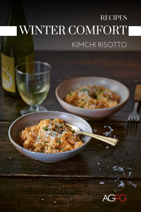 Looking for a unique and flavorful dish? Try this Kimchi Risotto from Chef Su Scott's book "Pocha"! 
Combining the creaminess of risotto with the spicy kick of kimchi, it's a culinary adventure you won't forget. 

Save this pin and get the full recipe now!
https://www.agfg.com.au/recipe/kimchi-risotto-recipe-by-su-scott Kimchi Risotto, Make Kimchi, Parmesan Risotto, Risotto Rice, Risotto Recipe, Scotch Eggs, Cosy Night In, The Leftovers, Risotto Recipes