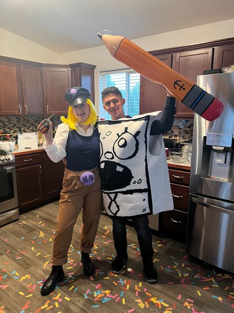 Doodle Bob Halloween Costume, Man Ray Spongebob Costume, Doodlebob Costume Diy, Doodle Bob Costume, Goody Goober Spongebob Costume, Doodlebob Costume, Spongebob Costume, Spongebob Party, Book Week