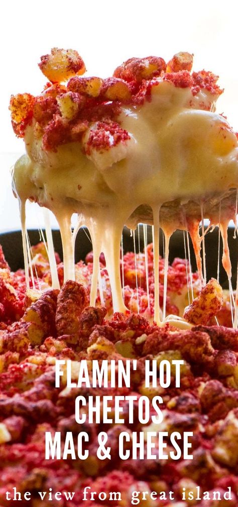 Flamin' Hot Cheetos Macaroni and Cheese ~ a 30 minute meal just crazy enough to be insanely delicious! #30minutemeal #macaroni #pasta #dinner #easy #recipe #casserole #skillet Flamin Hot Mac And Cheese, Recipes With Flaming Hot Cheetos, Cheeto Casserole, Recipes With Hot Cheetos, Cheetos Recipe Ideas, Flamin Hot Cheetos Recipe, Flaming Hot Cheetos Recipe, Hot Cheeto Mac And Cheese, Hot Cheetos With Cheese