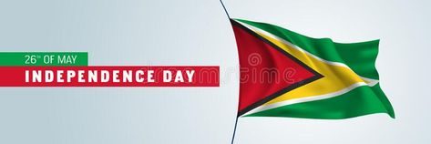 Guyana happy independence day vector banner, horizontal greeting card. Guyanan w #Sponsored , #AFFILIATE, #Ad, #independence, #Guyana, #vector, #day Flag Mockup, Wavy Flag, Vector Banner, Happy Independence, Happy Independence Day, Icons Design, Design Logo, Independence Day, Icon Design