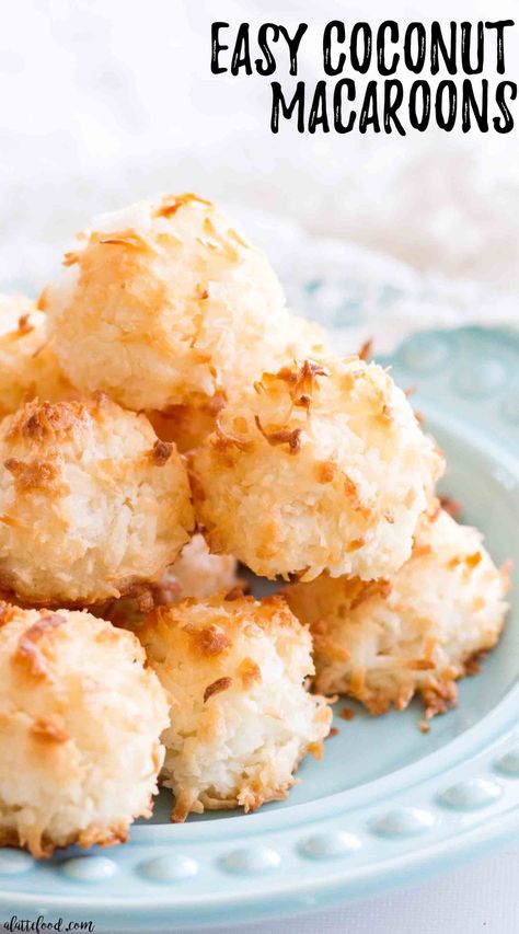 This easy coconut macaroon recipe is made with egg whites, sugar and coconut. This is a gluten free macaroon recipe, and is made with egg whites instead of sweetened condensed milk. This is such an easy recipe, and it's made entirely from scratch! #dessert #recipe #cookie #coconut Food Cravings Breakfast, Easy Coconut Macaroons, Macaroon Cookies Recipe, Macaroon Cookie, Dessert Coconut, Coconut Macaroon Cookies, Coconut Macaroons Easy, Egg White Recipes, Coconut Macaroon