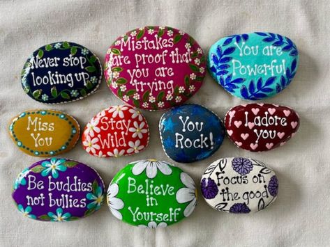 Inspirational Painted Rocks - Etsy Inspirational Painted Rocks, Inspirational Rocks, What A Wonderful World, Rock Hand, New Bern, Hand Painted Stones, Kindness Rocks, Rock Painting Designs, Using Acrylic Paint