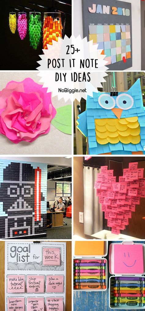 Post It Note DIY Ideas - Post its are no longer for just taking notes! #postitnotes #postits #diypostitideas #postitideas #creativepostitideas  via @nobiggie Cute Things To Make Out Of Post It Notes, Post It Note Ideas, What To Make With Post It Notes, Post It Notes Art, Post It Note Crafts, Postit Note Art, Post It Notes Ideas, Sticky Notes Art, Post It Note Art