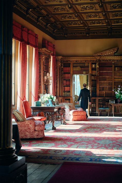 Downton Abbey Library, Downton Abbey Style Home, Downton Abbey Aesthetic, Downton Abbey Castle, Downton Abbey House, Downton Abbey Decor, Downton Abbey Movie, Highclere Castle, Downton Abbey Fashion