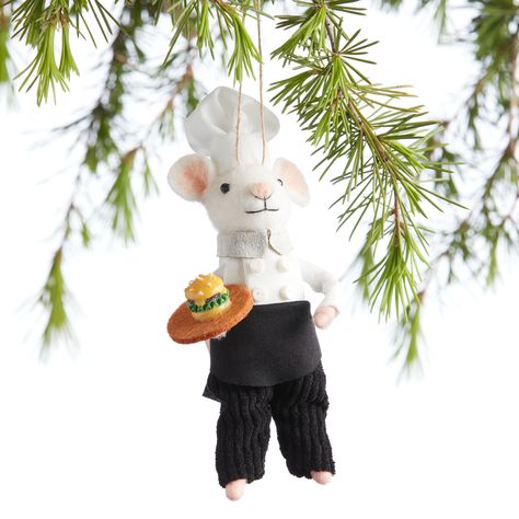 Felted Wool Chef Mouse Ornament - World Market Felted Wool, World Market, Needle Felting, Wool Felt, Favorite Things List, Ornament Decor, Christmas Holidays, Seasonal Decor, Chef