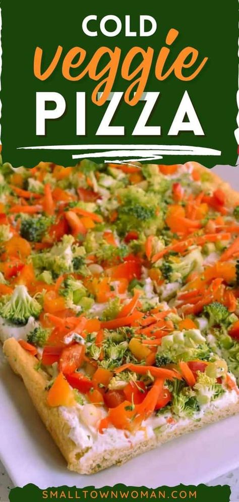 Get some crescent rolls ready for this Super Bowl party food idea! It's a fun and easy game day snack. Paired with ranch cream cheese, this cold veggie pizza is the perfect appetizer recipe for entertaining. Check out more healthy topping options for this finger food! Cold Vegetable Pizza, Crescent Roll Veggie Pizza, Cream Cheese Pizza, Cold Veggie Pizza, Summer Party Appetizers, Gameday Food, Super Bowl Party Food, Cold Finger Foods, Veggie Pizza Recipe