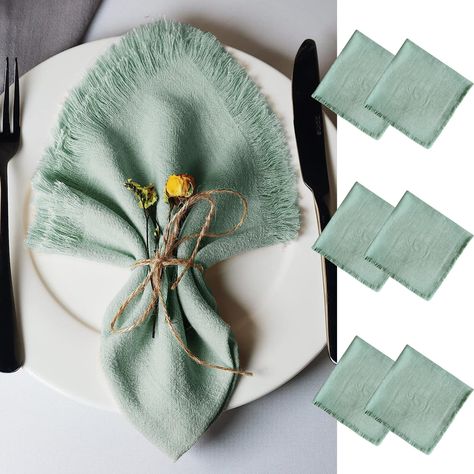 PRICES MAY VARY. 【Package】You will receive 6pcs cotton cloth napkins with fringes. Each piece measures 45 x 45cm, 18 x 18 inches. You can be folded into different shapes as needed. Square cloth napkins are large enough to completely cover your knees while eating. 【Premium Quality】Reusable napkins are made made from 80% cotton and 20% linen. They are comfortable, soft, absorbent, quick-drying and reusable and are elegant but fresh and without stiffness, ideal as an alternative to paper napkins. 【 Elegant Table Decorations, Reusable Napkins, Rustic Napkins, Fabric Napkins, Fabric Napkin, Dinner Wedding, Linen Napkins, Cloth Napkins, Dinner Napkins