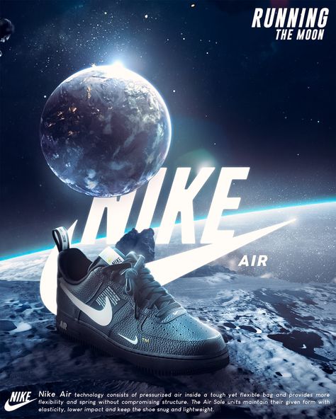 create a nike air shoe in moon Nike Poster Design, Moon Shoes, Nike Poster, Shoe Advertising, Shoe Poster, Sneaker Posters, Futuristic Shoes, Boxing Posters, Shoes Ads