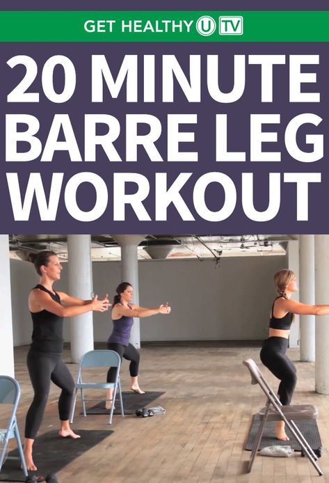 This 20-minute Barre legs workout will help strengthen your lower body muscles and provide you with a longer, leaner appearance. Full of isometric movements and moves like leg lifts and plies, you’ll burn out those legs and build strength before you know it with this quick, Barre legs routine. Dancers have used elements of the Barre method for years to sculpt and strengthen their legs, and now you can reap the benefits of these strategic movements to build a better lower body. Fluidity Bar Workout, Barre Legs Workout, Ballet Workouts, Barre Moves, Chris Freytag, Leg Routine, Barre Workouts, Bar Method, Guided Relaxation