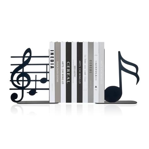 PRICES MAY VARY. Musical Note Themed:These unique bookends are a delightful homage to the universal language of music.With a harmonious blend of art and functionality,they are perfect for music decor and admirers of all things melodic. Versatile Book Decor:Designed To Be Both Book Ends For Shelves And An Artistic Addition To Your Space,These Bookends Decorative Unique Are An Excellent Decor Piece For Your Bookshelf,Library,Or Reading Nook. Premium Construction And Ideal Size:Crafted Meticulously Grand Piano Room, Music Themed Bedroom, Bookshelf Library, Music Lover Gifts, Music Nursery, Room Decor Music, Gifts For Musicians, Unique Bookends, Decorative Bookshelves