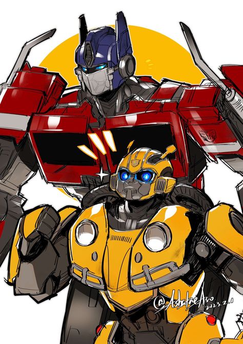 Optimus Prime Design, Prime X Bumblebee, Transformers Bumblebee Movie, Transformers Prime Bumblebee, Optimus Prime Art, Optimus Prime Transformers, Bumble Bee Art, Bumblebee Transformers, Transformers Cybertron