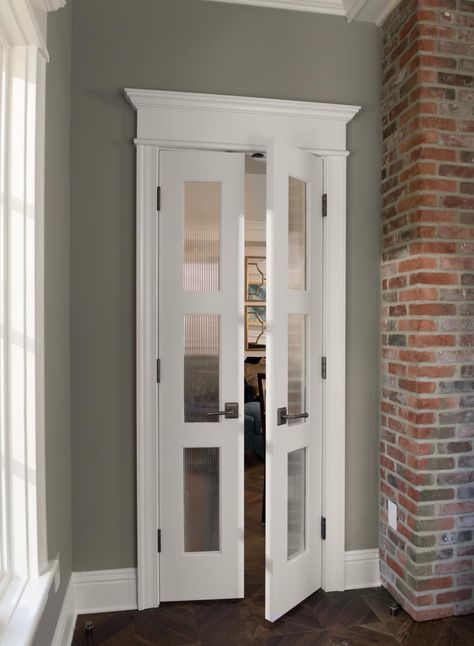 French Door Bathroom Entrance, Small French Doors, Heights House, Exterior Entry Doors, French Country Bathroom, Double Doors Interior, Double Glass Doors, Room Divider Doors, House Dream