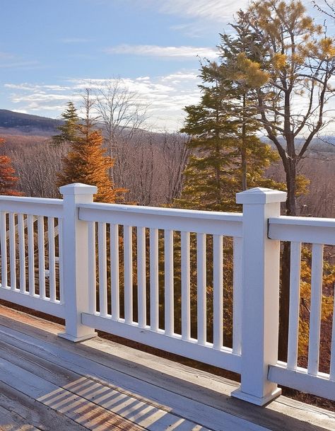 Crisp White Deck Railing White Deck Railing, Deck Skirting Ideas, Deck Railing Diy, Rustic Deck, Rope Railing, Dark Boho Living Room, Deck Skirting, Deck Railing Ideas, White Deck