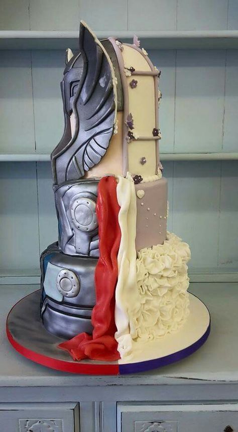 thor wedding cake pic3 Thor Cake Ideas, Thor Wedding, Thor Cake, Comic Book Wedding, Hand Fasting, Dragon Wedding, Wedding Aesthetics, Country Theme Wedding, Country Theme