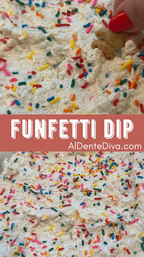 Funfetti Dip With Cream Cheese, Fun Fetti Dip, Birthday Dip, Funfetti Cake Dip, Funfetti Dip Recipe, Confetti Dip, Funfetti Dip, Cake Batter Dip, Finger Desserts