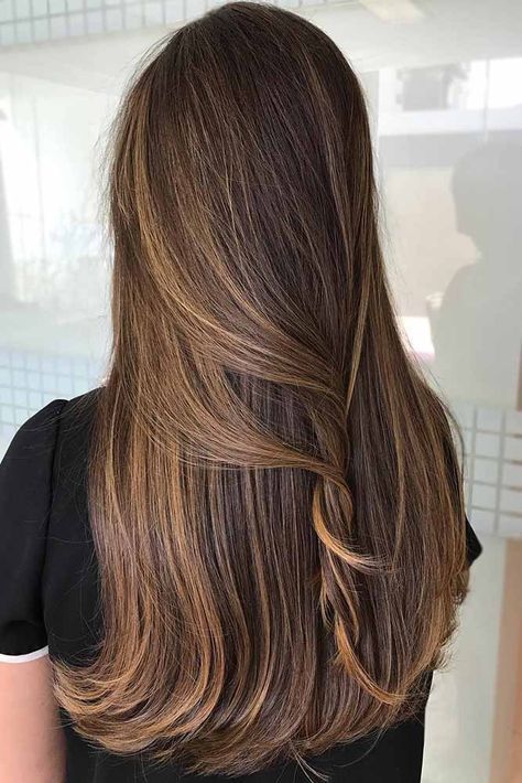 Brunette Highlights Pale Skin, Highlights Brown Hair Balayage Straight, Balayage Long Hair Brunettes, Honey Caramel Balayage On Dark Hair, Honey Highlights On Dark Hair, Rose Brunette, Layered Haircut Ideas, Hairstyles Ombre, Ombre Hairstyles