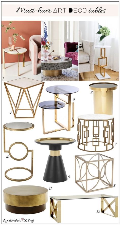 Art Deco Moodboard, Coffee Table Art Deco, Art Deco Living Room Ideas, Art Deco Tables, Art Deco Couch, Artdeco Interiors, Art Deco Chairs, Art Deco Side Table, Art Deco Living