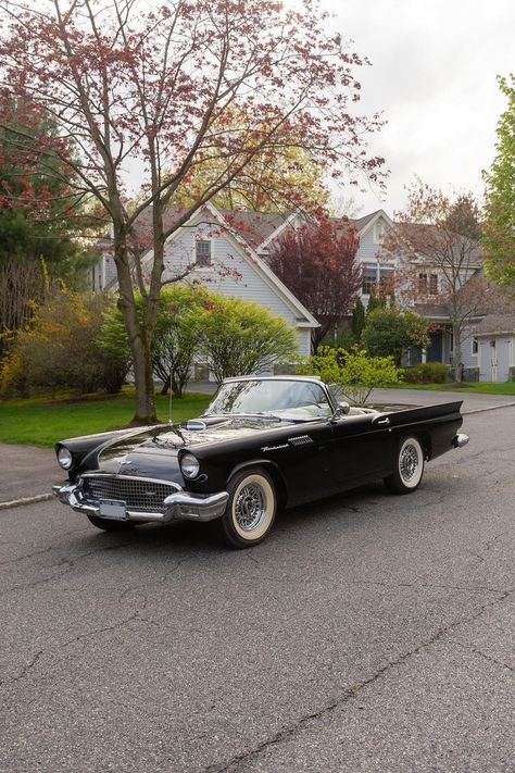 Ford Vintage Cars, Thunderbird Car 1957, Old Classic Cars Vintage, Old Ford Cars, Thunderbird Car, 1957 Ford Thunderbird, 50s Cars, Studebaker Trucks, Vintage Auto's