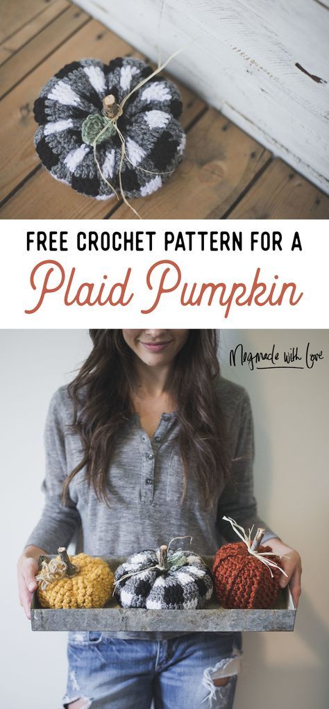 plaid pumpkin crochet Crochet Thanksgiving, Crocheted Pumpkins, Pumpkin Crochet, Crochet Pumpkins, Plaid Pumpkin, Fall Crochet, Winter Crochet, Fall Crochet Patterns, Crochet Halloween