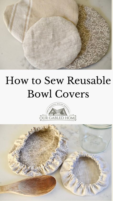 Crafting reusable bowl covers is a straightforward sewing project, allowing you to customize them to perfectly fit the bowls and jars you frequently use. Given my penchant for baking and fermenting, I find myself consistently requiring covers that match the sizes of my bowls and jars. What could be more fitting than fashioning a set of charming, linen reusable bowl covers! Sewn Bowl Covers, Sewn Kitchen Items, Diy Kitchen Items To Sew, Bowl Cover Pattern Free, Bowl Cover Sewing Pattern, Elastic Bowl Covers, Bowl Covers Reusable, Diy Sewing For Beginners, Diy Fabric Bowl Covers