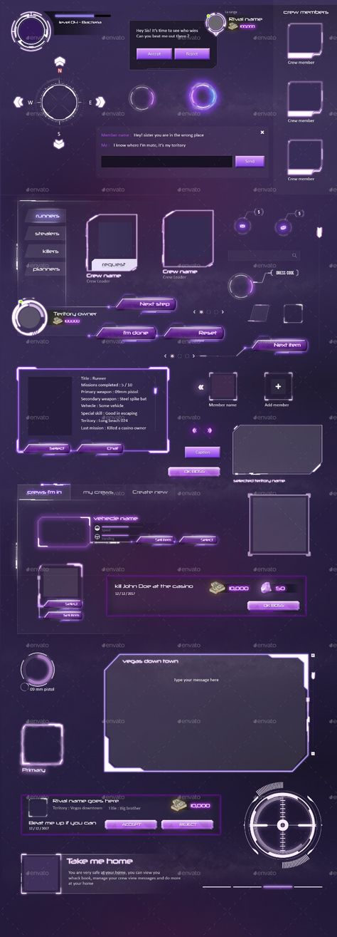 MMO RPG - Sci Fi Game UI Elements Game Layout Design, Game Layout, Sci-fi Ui, Mafia Game, Ui Ux 디자인, Trendy Games, Sci Fi Games, Ios App Design, Teknologi Gadget