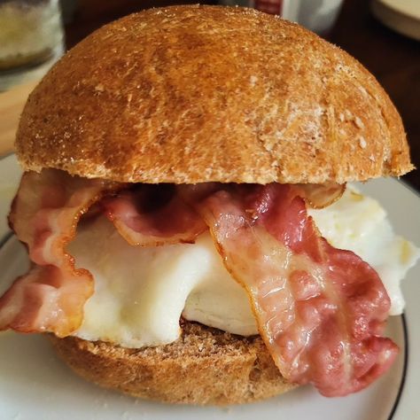 An unctuous bacon and egg roll in a light, fluffy, wholemeal bap Breakfast Bacon, Books Kitchen, Homemade Rolls, Sunday Breakfast, Recipe Books, Bacon Egg, Food Tour, Kitchen Cookware, Food Tours