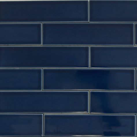 Clayhaus 2x8 Caspian Blue Ceramic Tile - Our 2x8 ceramic subway tile color "Caspian Blue" is a dark navy blue color. There are 9 tiles per square foot of material and they are shipped loose for easy installation. This tile is well suited as kitchen backsplash tile, bathroom tile or as any indoor wall tile. All Clayhaus for modwalls subway tiles are handcrafted in the USA. Our artisans take care to ensure the highest quality of workmanship goes into every step, from clay extrusion, to hand cu... Blue Tile Backsplash Kitchen, Bathroom Colors Blue, Dark Blue Tile, Subway Tile Colors, Blue Ceramic Tile, Navy Blue Tile, Blue Kitchen Tiles, Dark Blue Kitchens, Blue Subway Tile