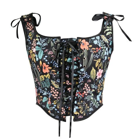 PRICES MAY VARY. ✿Material: The women vintage floral vest is made of high-quality polyester fabric, skin-friendly, soft and breathable, wear-resistant and absorbing sweat, elastic and comfortable to wear. Suitable for summer, spring, fall and winter wear. ✿Design: The female off-the-shoulder sexy sleeveless bodycon camisole is designed in vintage style, features artistic retro floral embroidery pattern, sexy boat neck and tie-up in waist, the suspender corset better show your body curve, elegant Poison Ivy Kostüm, Corsets Vintage, Corset Tops, Floral Corset, Corset Crop Top, French Women, Vintage Floral Print, Grunge Style, Bustier Top