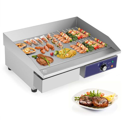 PRICES MAY VARY. 【300 Sq.In Large Cooking Area】: This countertop griddle has a 300 sq.in cooking area measuring 21.5" x 14", making it perfect for both household and commercial use. The 8 mm thick cast iron griddle plate is durable and resistant to deformation over time. 【Premium Heating Performance】: Our 22-inch electric griddle boasts a powerful 2000W output, providing rapid heating performance. With its built-in annular dense heating tube, heat is evenly distributed, unlike other griddles wit Flat Top Grill, Cast Iron Griddle, Electric Griddle, Chicken Steak, How To Make Pancakes, Oil Storage, Electric Grill, Camp Cooking, Large Plates