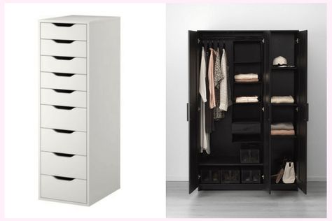 Upgrading Brimnes Wardrobe with Drawer Units - IKEA Hackers Ikea Brimnes Wardrobe, Brimnes Wardrobe, Ikea Wardrobe Hack, Ikea Brimnes, Three Door Wardrobe, Ikea Wardrobe, Ikea Alex, Living Room Entertainment Center, Bedroom Drawers