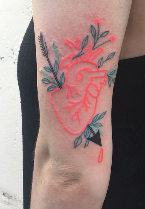 Adding Color To Black Tattoo, Fun Color Tattoos, Nonbinary Tattoo, Duality Tattoo Ideas, Tattoo Ideas Color, Colorful Tattoo Ideas, Color Tattoo Ideas, Neon Tattoos, Ink Tattoo Ideas