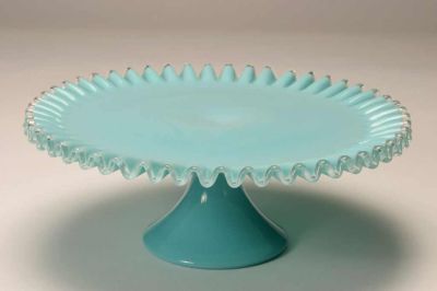 Fenton Silver Turquoise Footed Cake Plate/Stand. Solid opaque turquoise body decorated with a spun silver edge. Pretty Cake Stands, Glass Wear, Footed Cake Plate, Pretty Cake, Vintage Cake Stands, Glass Ware, Glass Cake, Plate Stand, Cake Plates Stand