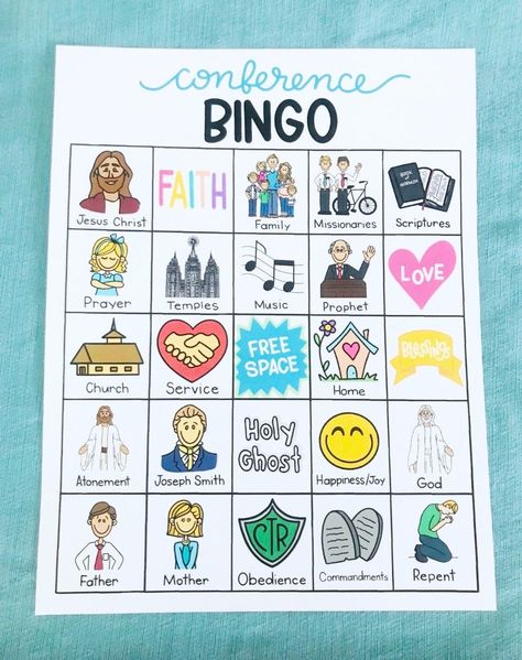 LDS Church General Conference Bingo- Set of 5! General Conference Bingo, Conference Bingo, Bingo Casino, Free Printable Bingo Cards, Bingo Online, Free Bingo Cards, Bingo Template, Bingo Set, Casino Slot Games