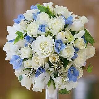 Red Spray Rose, Light Blue Delphinium, Rose Wrist Corsage, Orchid Corsages, White Spray Roses, Blue White Weddings, Blue Delphinium, Blue Wedding Bouquet, Roses Blue