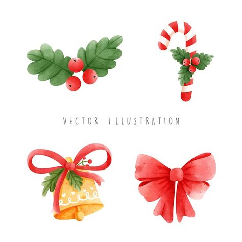 Christmas Decorations Illustration, Christmas Vector Illustration, Festive Illustration, Christmas Graphic Design, Christmas Badge, Holiday Graphics, Graphic Design Cards, Christmas Vector, Vector Christmas