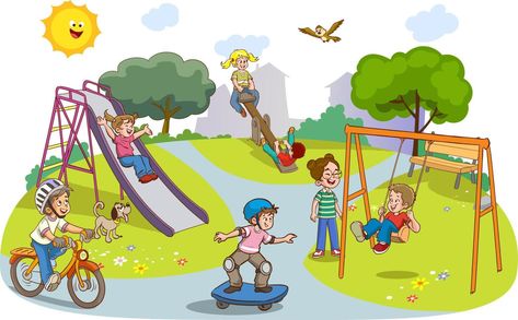 Community Picture, Picture Comprehension, School Wall Art, Community Helper, Children Park, Outdoor Pictures, Children Play, Outdoor School, Kids Playground