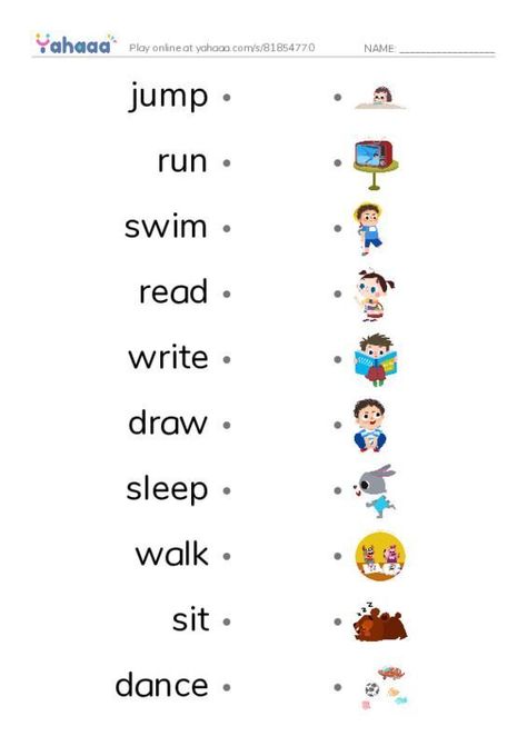 Esl Worksheets For Beginners, Action Verbs Worksheet, Learn English Kid, Verbs For Kids, Verbs In English, Verbs Activities, Words Worksheet, Materi Bahasa Inggris, Reading Comprehension For Kids