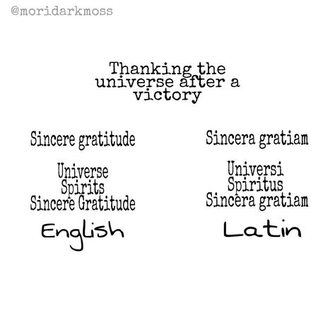 This is a great short spell you can recite this after your spell works and send your gratitude out into the universe. Use in addition to the same herbs,crystals tools in the original spell #witch #witches #thankyouspell Short Spells Witchcraft, Latin Witch Spells, Latin Spells Witchcraft, Wands Witchcraft, Gratitude Spell, Magic Spell Words, Latin Spells, Runes Meaning, Spells That Actually Work