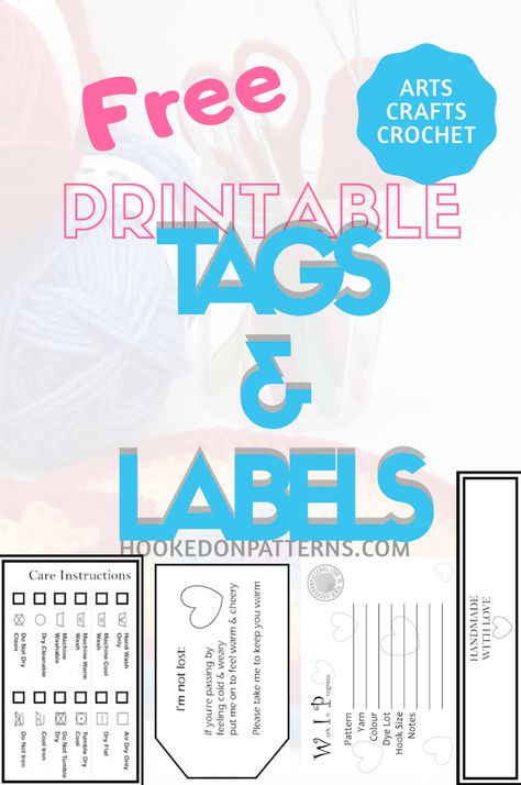 Themed ranges of Printable price tags and labels for CRAFTS AND CROCHET projects, includes: Gift Tags, Product Tags & Bands, WIP cards, Size & Care Labels. #Printables #Labels #Crafts #Crochet Free Crochet Printables, How To Make Price Tags Diy, Handmade Labels Printable Free, Handmade Price Tags Ideas, Free Printable Price Tags Templates, Free Printable Labels For Handmade Items, Price Tags For Craft Shows Free Printable, Yarn Tags Free Printables, Diy Price Tags