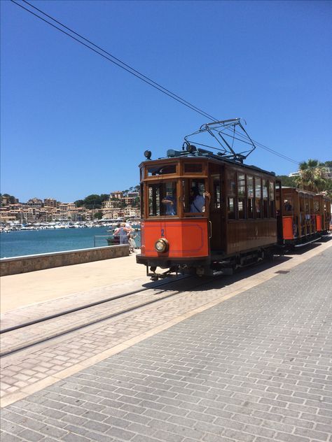 Tram in Port de Soller. Beautiful little place. Mallorca Port De Soller, Majorca, Dream Life, Spain, Train, Hotel, Travel