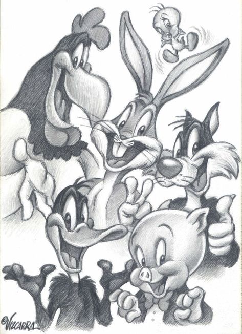 Looney Tunes Drawings Pencil, Looney Tunes Characters Drawing, Looney Tunes Tattoos, Looney Toons Drawings, Disney Drawings Ideas Cartoon Characters, Looney Tunes Sketches, Looney Toons Tattoo, Looney Tunes Painting, Looney Tunes Drawings