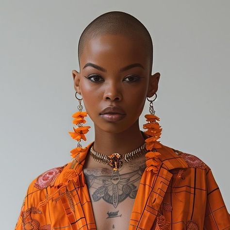 Bald Head Black Women, Black Women Tattoos, Hairstyle Cornrows, Bald Baddie, Short Natural Curls, Box Braids Pictures, Buzzed Hair Women, Sassy Hairstyles, Short Pixie Hair