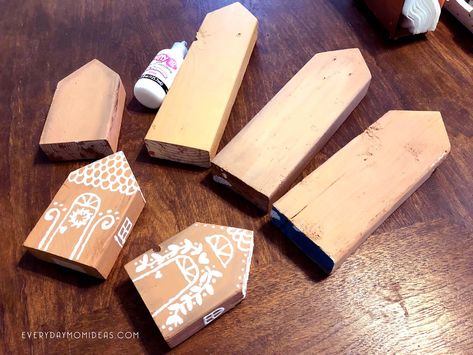 2×4 Wood Gingerbread House Village (Cheap & Easy DIY Christmas Decor Craft) Wood Gingerbread House, Gingerbread House Village, Christmas Decor Craft, Wood Gingerbread, Easy Diy Christmas Decor, Ginger Bread House Diy, Fun Holiday Crafts, 2x4 Wood, Gingerbread Diy