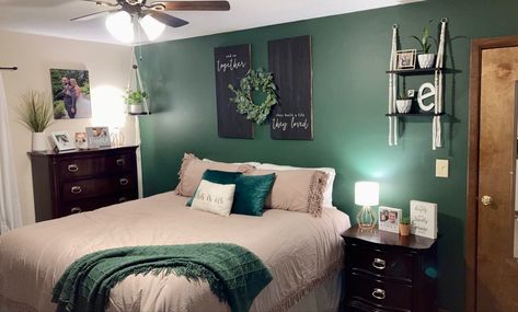 Obsessed with this color, Vine Leaf, from Behr 😍 it is so cozy and relaxing. Behr Vine Leaf Accent Wall, Vine Leaf Behr Paint Bedroom, Green Agate Behr Paint, Vine Leaf Behr, Behr Vine Leaf, Vine Trellis, Behr Paint, Green Bedroom, Vine Leaves