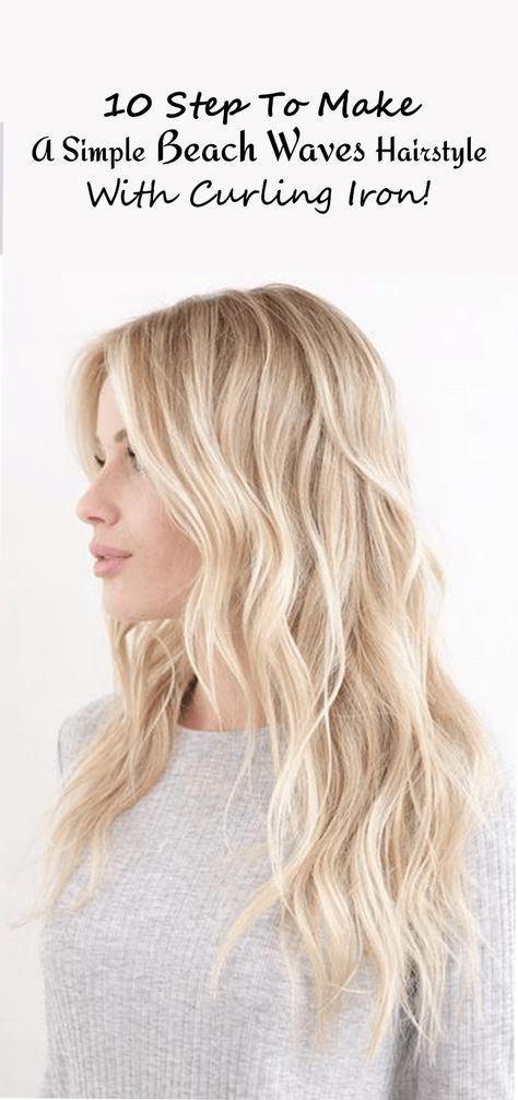 Curling Beach Waves How To, Long Hairstyles Waves, Simple Curling Iron Hairstyles, Long Beachy Waves Hair, Messy Beach Waves Medium, How To Use Curling Iron For Beach Waves, How To Make Hair Wavy With Curling Iron, Curling Beach Waves, Beach Curls With Curling Iron