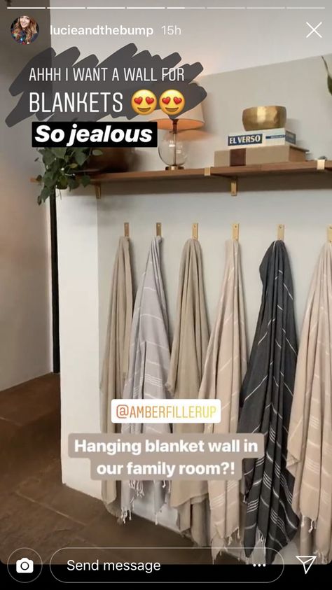 Hanging Blankets On Wall Hooks Living Room, Blanket Wall Hooks, Blanket Hanging On Wall, Blanket Hooks On Wall Living Room, Displaying Blankets In Living Room, Hanging Blankets On Wall Hooks, Hang Blankets On Wall, Blanket Hanger On Wall, Blanket Hooks On Wall