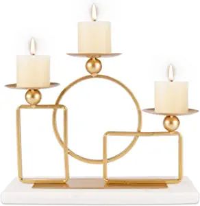 Amazon.com: Gold Candle Holders for Pillar Candles with Marble Base 3 Arms Metal Candelabra Candle Holders Gold Home Decoration Elegant Candle Stand for Table Centerpieces,Fireplace,Anniversary : Home & Kitchen Gold Pillar Candle Holders, Gold Pillar Candles, Gold Candelabra, Candelabra Centerpiece, Metal Candelabra, Gold Centerpieces, Gold Candle, Gold Candle Holders, Elegant Candles