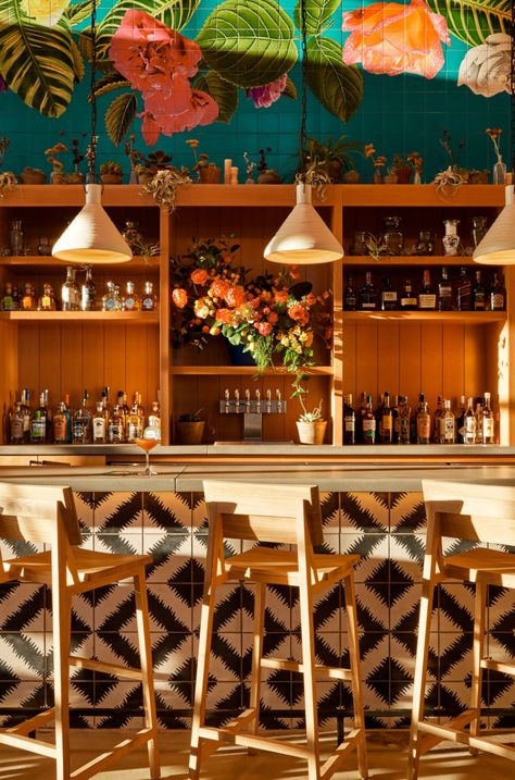 FLORA - Islyn Mexican Restaurants Interior, Tequila 1800, Mexican Restaurant Design, Farm Hotel, Mexican Restaurant Decor, Mexican Interior Design, Mexican Bar, Mexican Interiors, Mexican Artwork