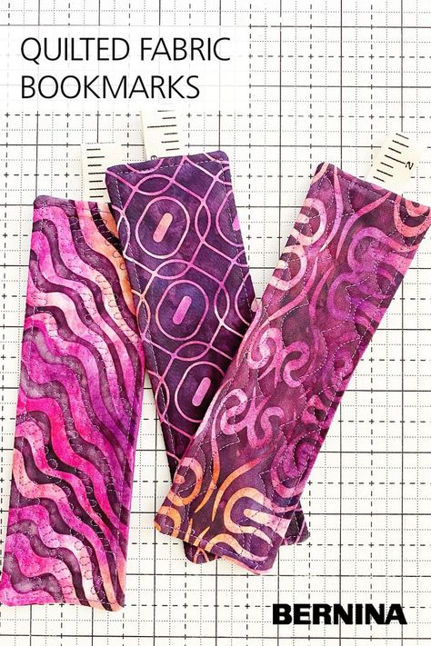 Quilted Bookmarks Free Pattern, Small Quilted Projects, Quilt Bookmarks, Fabric Bookmarks Diy, Sewist Patterns, Fabric Book Marks, Quilted Bookmarks, Quilt Guild Programs, Small Quilted Gifts