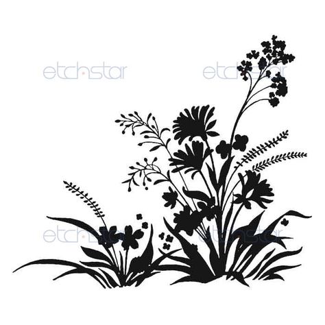 Floral Design Drawing, Bike Silhouette, Wildflower Drawing, Wild Flower Meadow, Paper Artsy, Flower Silhouette, Flower Outline, Acrylic Stamp, Flower Stamp